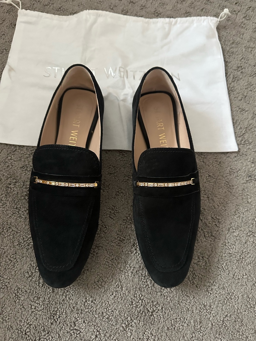 Stuart Weitzman Black Suede Loafers